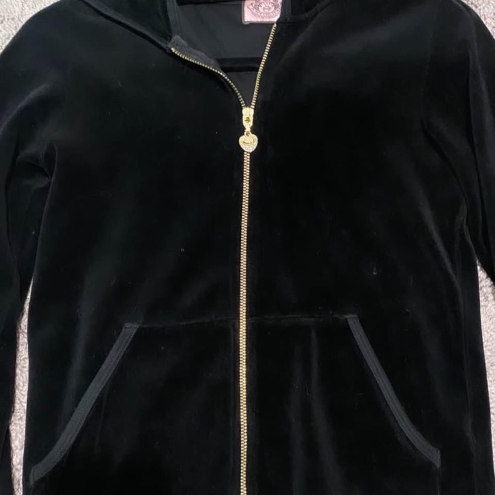 Juicy Couture Black Velvet Zip-Up Jacket
